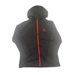 Spyder Hoodie Jacket XL 18/20 Black Red Zip Performance Youth